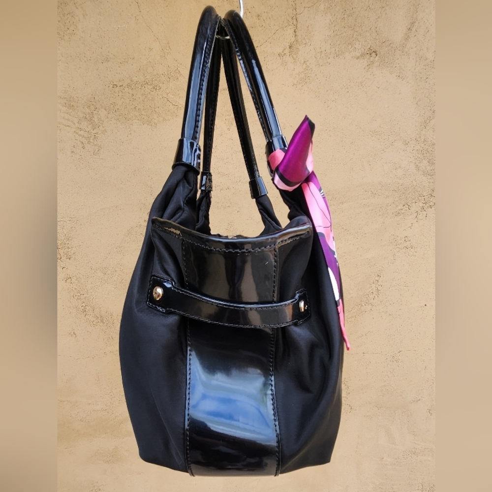 Kate Spade Stevie Classic Nylon Tote Black w/ Patent Leather Trim - Picture 5 of 12